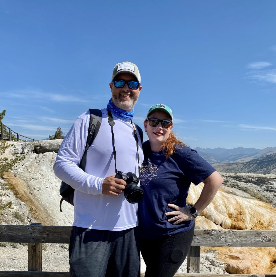 Molly and Scott hiking together at Yellowstone