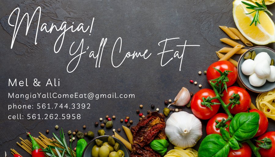 Mangia! Y'all Come Eat business card